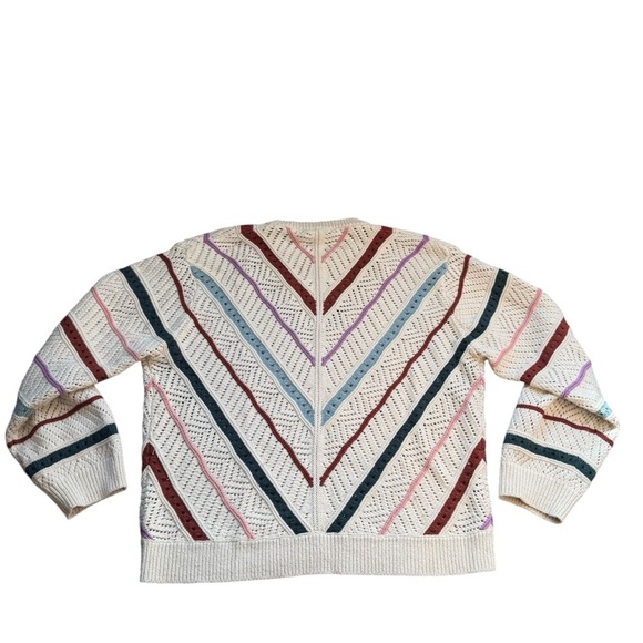 marine layer women’s brooke oversized crewneck sweater Multicolor Cream L 2023 - Picture 3 of 7